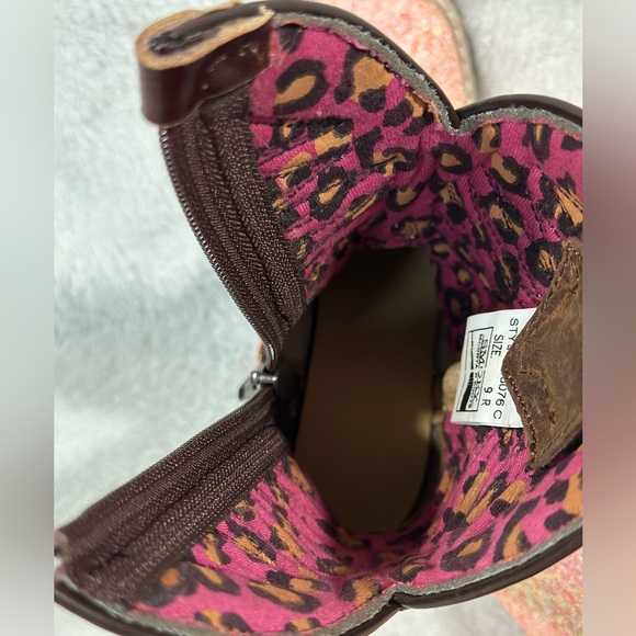 SMOKY MOUNTAIN BOOTS Girls Ariel Pink Glitter/Crazy Horse Western Boots (3076) - Picture 7 of 9